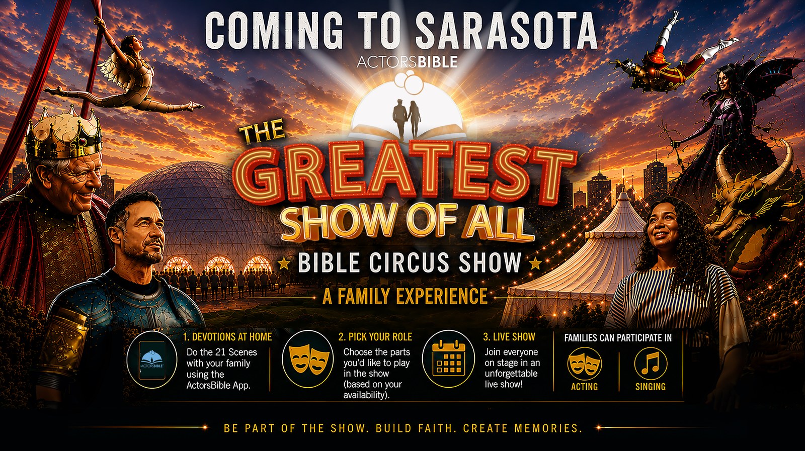Coming to Sarasota — a family experience promotional graphic